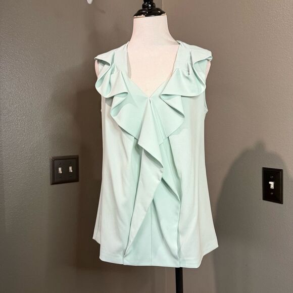 Diane Von Furstenberg Green Ruffled Blouse - Picture 1 of 10